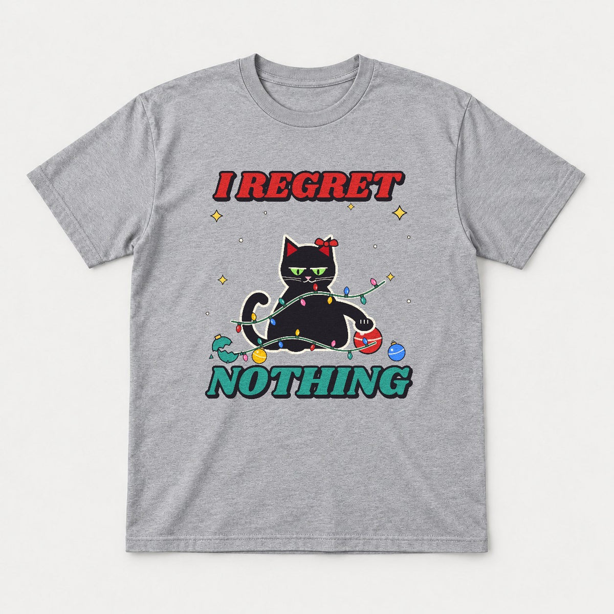 I Regret Nothing Christmas Cat Shirt – Funny Black Cat Holiday Tee & Sweatshirt