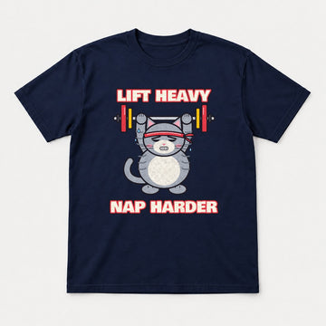 Lift Heavy Nap Harder Shirt – Funny Gym Cat Tee & Sweatshirt