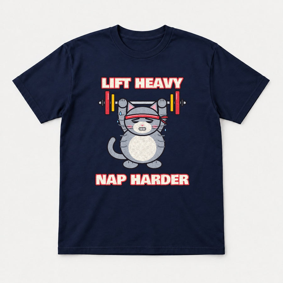 Lift Heavy Nap Harder Shirt – Funny Gym Cat Tee & Sweatshirt