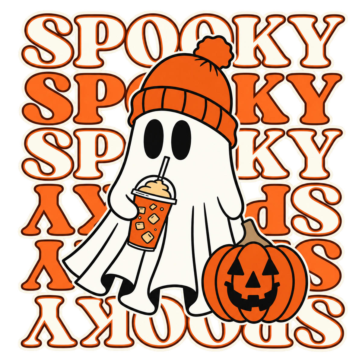 Spooky Ghost and Pumpkin Halloween Graphic T-Shirt & Sweatshirt