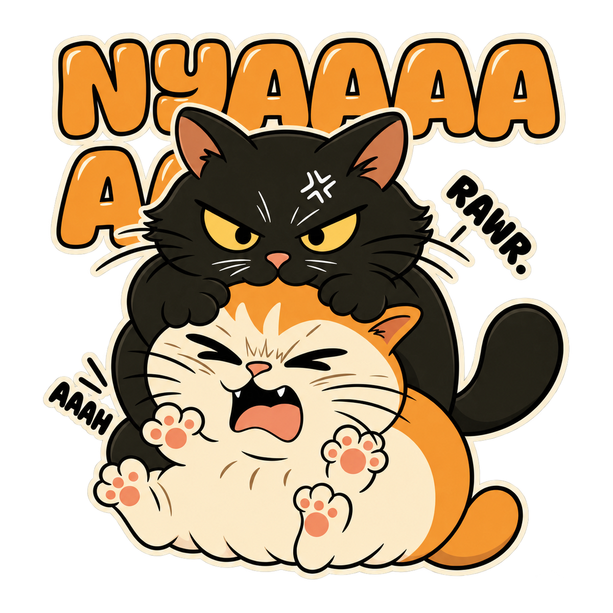 Nyaaa Cat Fight Comic Graphic T-Shirt & Sweatshirt