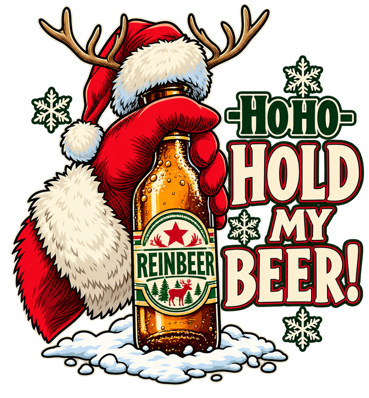 Ho Ho Hold My Beer Christmas Santa Graphic T-Shirt & Sweatshirt