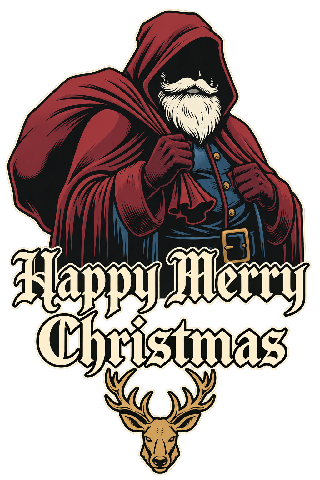 Gothic Santa Christmas T-Shirt & Sweatshirt – Merry Christmas Reindeer Graphic