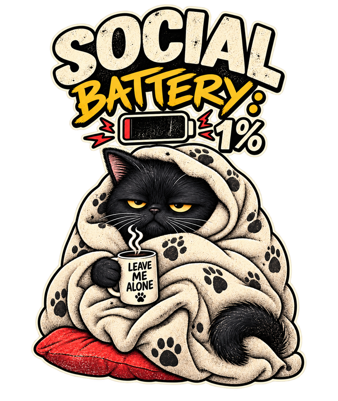 Social Battery 1% Cat T-Shirt & Sweatshirt