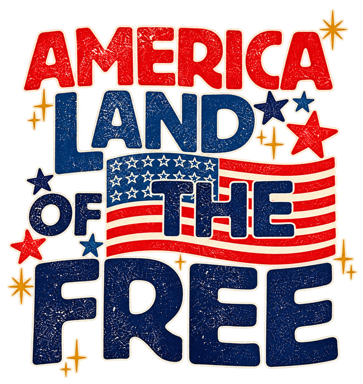 America Land of the Free Patriotic Graphic T-Shirt & Sweatshirt