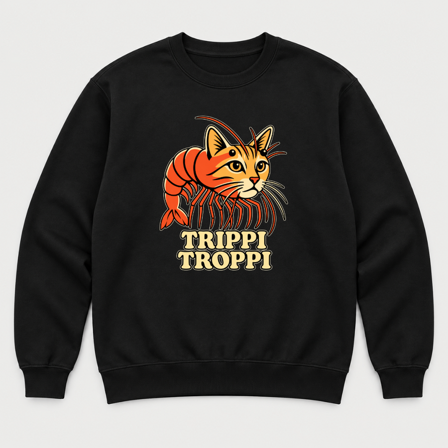 Trippi Troppi Cat Shrimp Graphic T-Shirt & Sweatshirt