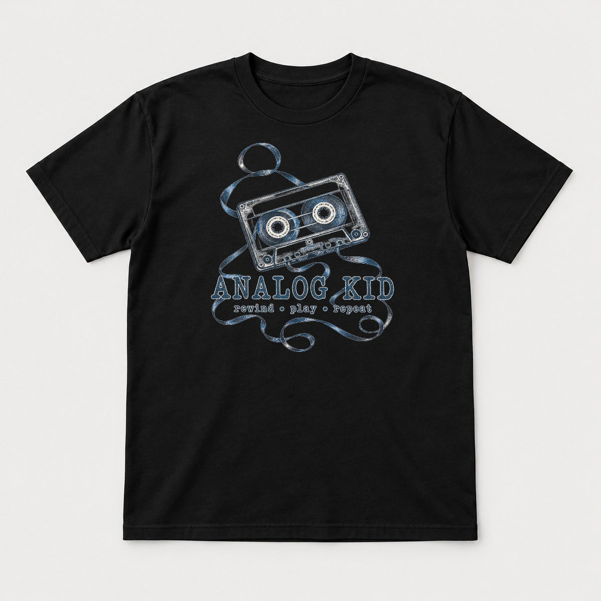 Analog Kid 1990s Retro Cassette Tape Graphic T-Shirt & Sweatshirt - Tshirt Black Front