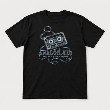 Analog Kid 1990s Retro Cassette Tape Graphic T-Shirt & Sweatshirt - Tshirt Black Front