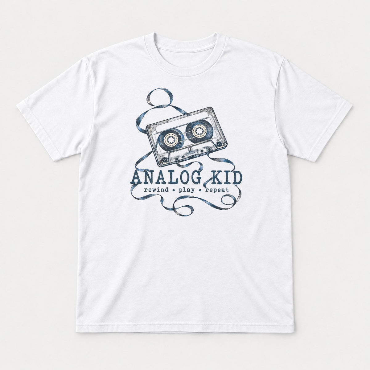 Analog Kid 1990s Retro Cassette Tape Graphic T-Shirt & Sweatshirt - Tshirt White Front