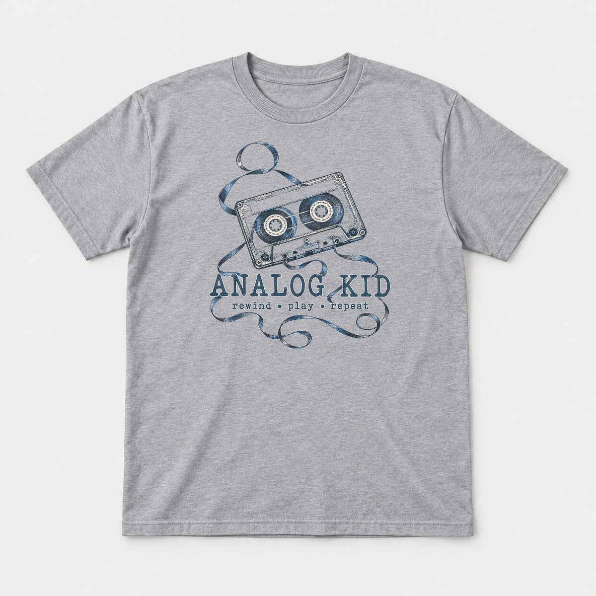 Analog Kid 1990s Retro Cassette Tape Graphic T-Shirt & Sweatshirt - Tshirt Sport Grey Front