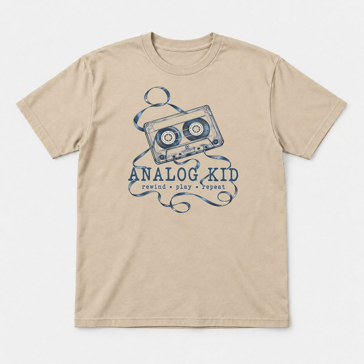 Analog Kid 1990s Retro Cassette Tape Graphic T-Shirt & Sweatshirt - Tshirt Sand Front