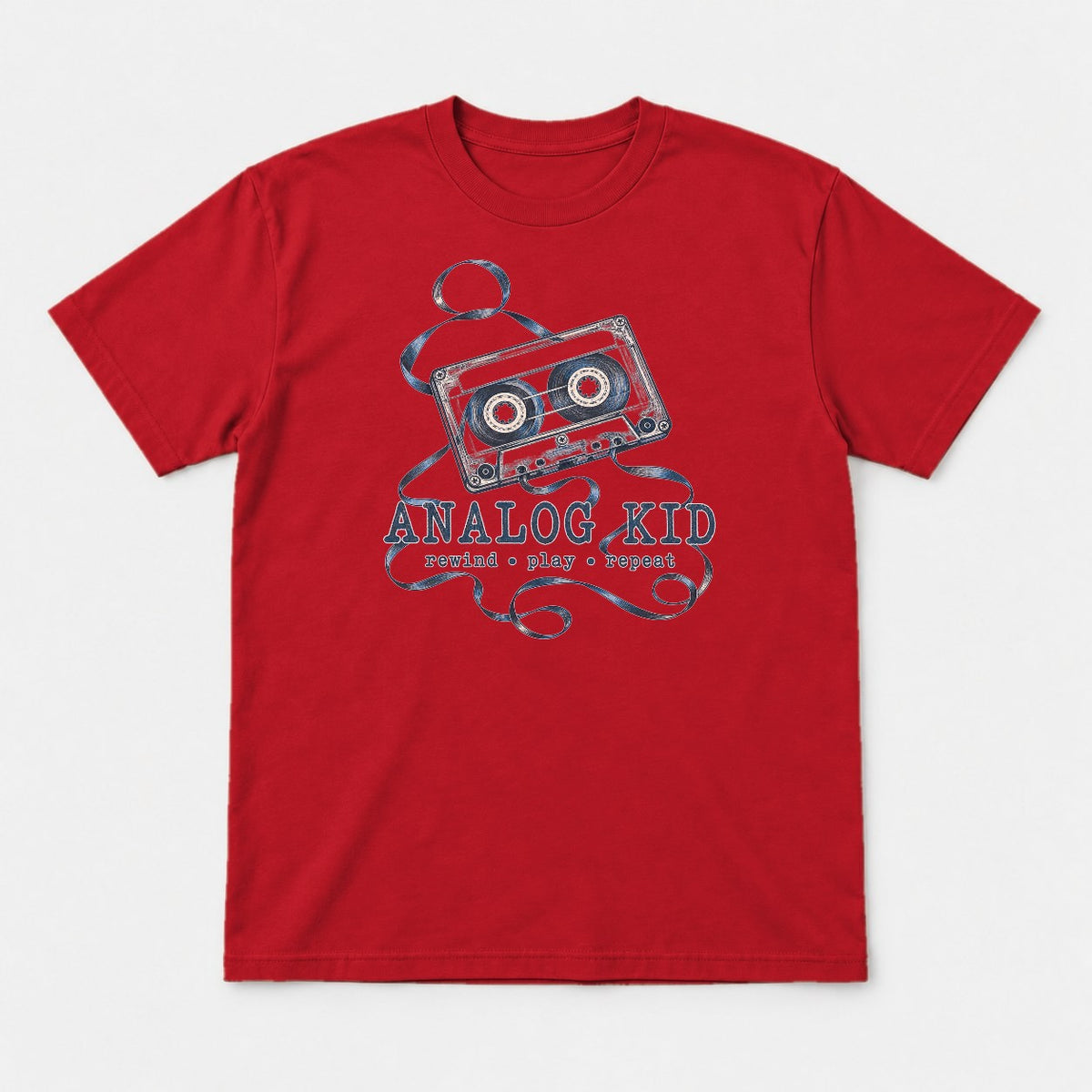 Analog Kid 1990s Retro Cassette Tape Graphic T-Shirt & Sweatshirt - Tshirt Red Front
