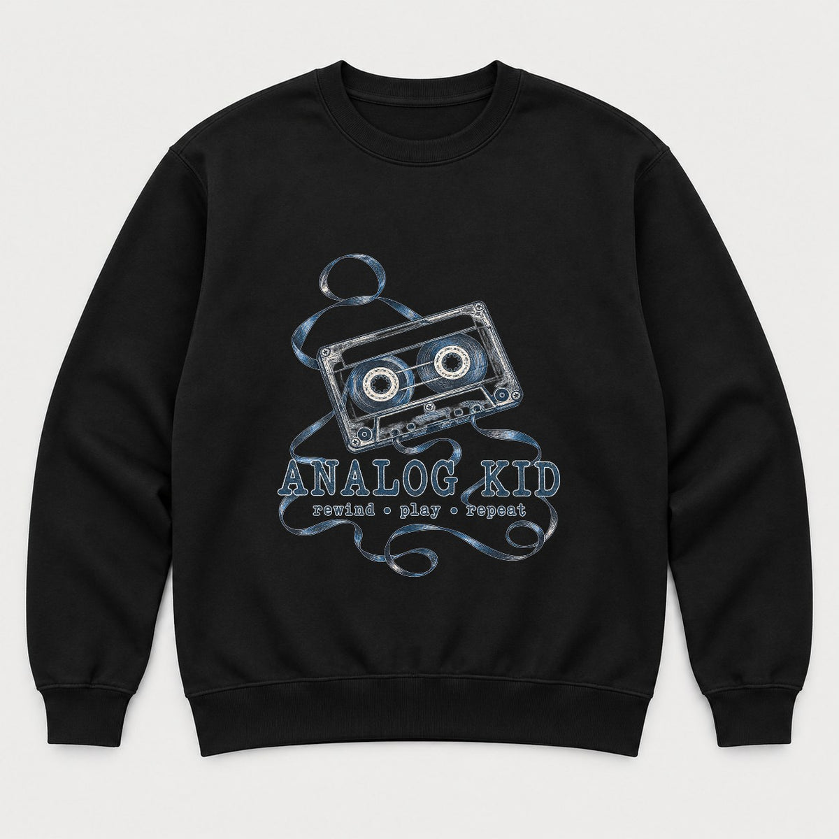 Analog Kid 1990s Retro Cassette Tape Graphic T-Shirt & Sweatshirt - Sweatshirt Black Front