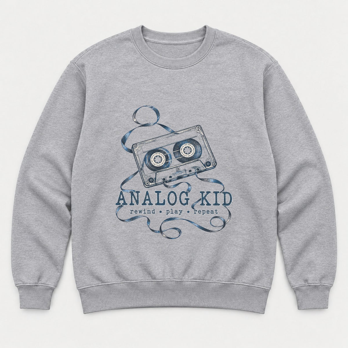 Analog Kid 1990s Retro Cassette Tape Graphic T-Shirt & Sweatshirt - Sweatshirt Sport Grey Front