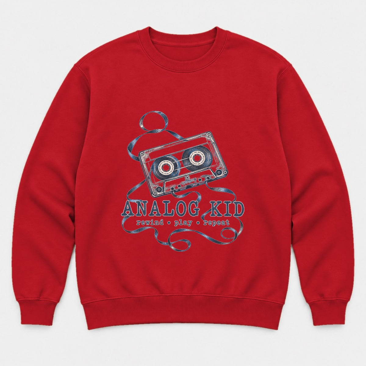 Analog Kid 1990s Retro Cassette Tape Graphic T-Shirt & Sweatshirt - Sweatshirt Red Front
