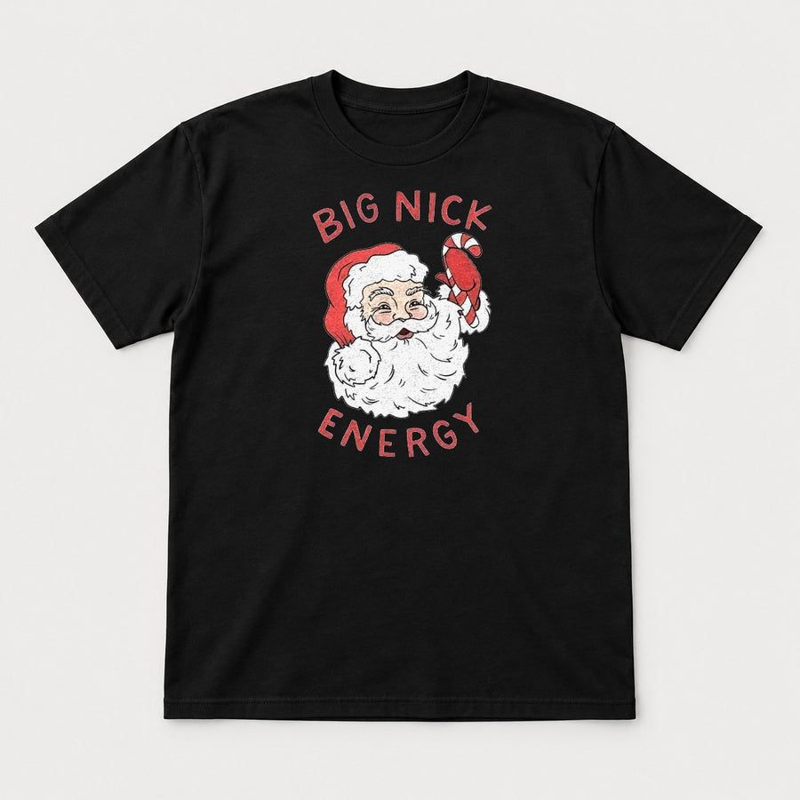 Big Nick Energy Retro Santa Claus Candy Cane Graphic T-Shirt & Sweatshirt