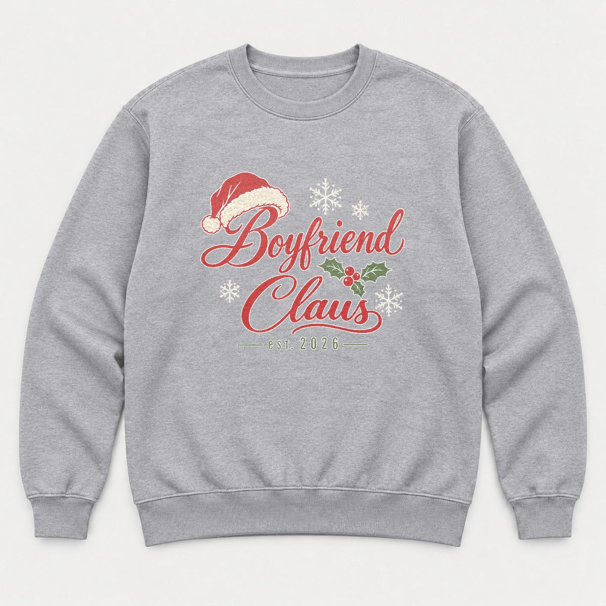 Boyfriend Claus Santa Hat Christmas Graphic T-Shirt & Sweatshirt - Sweatshirt Sport Grey Front