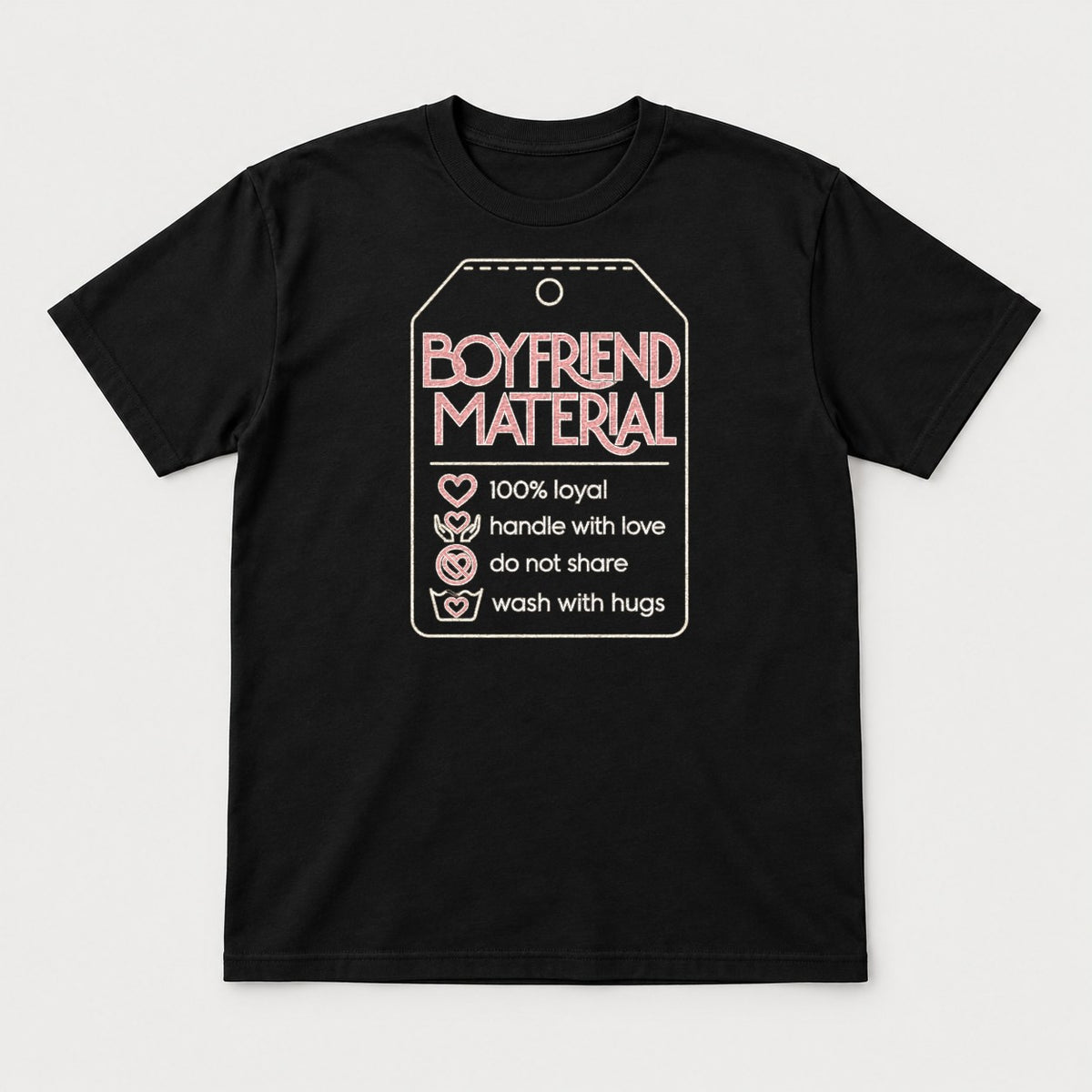 Boyfriend Material Retro Tag Graphic T-Shirt & Sweatshirt - Tshirt Black Front