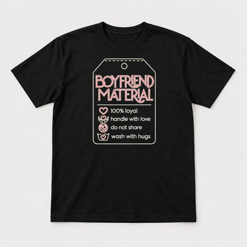 Boyfriend Material Retro Tag Graphic T-Shirt & Sweatshirt - Tshirt Black Front