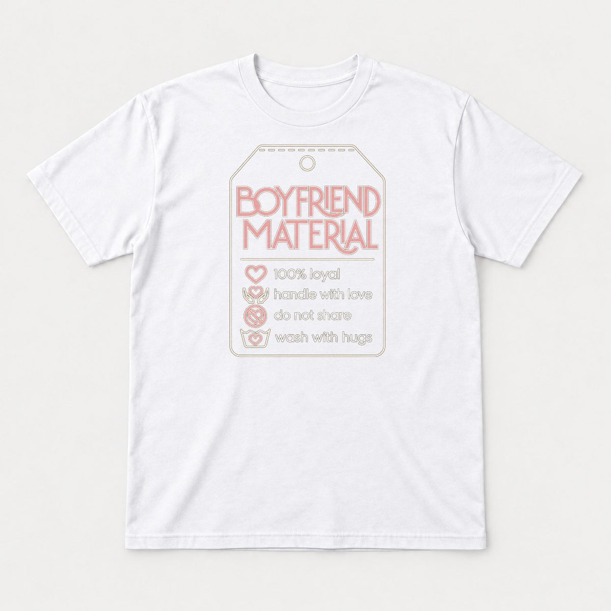 Boyfriend Material Retro Tag Graphic T-Shirt & Sweatshirt - Tshirt White Front