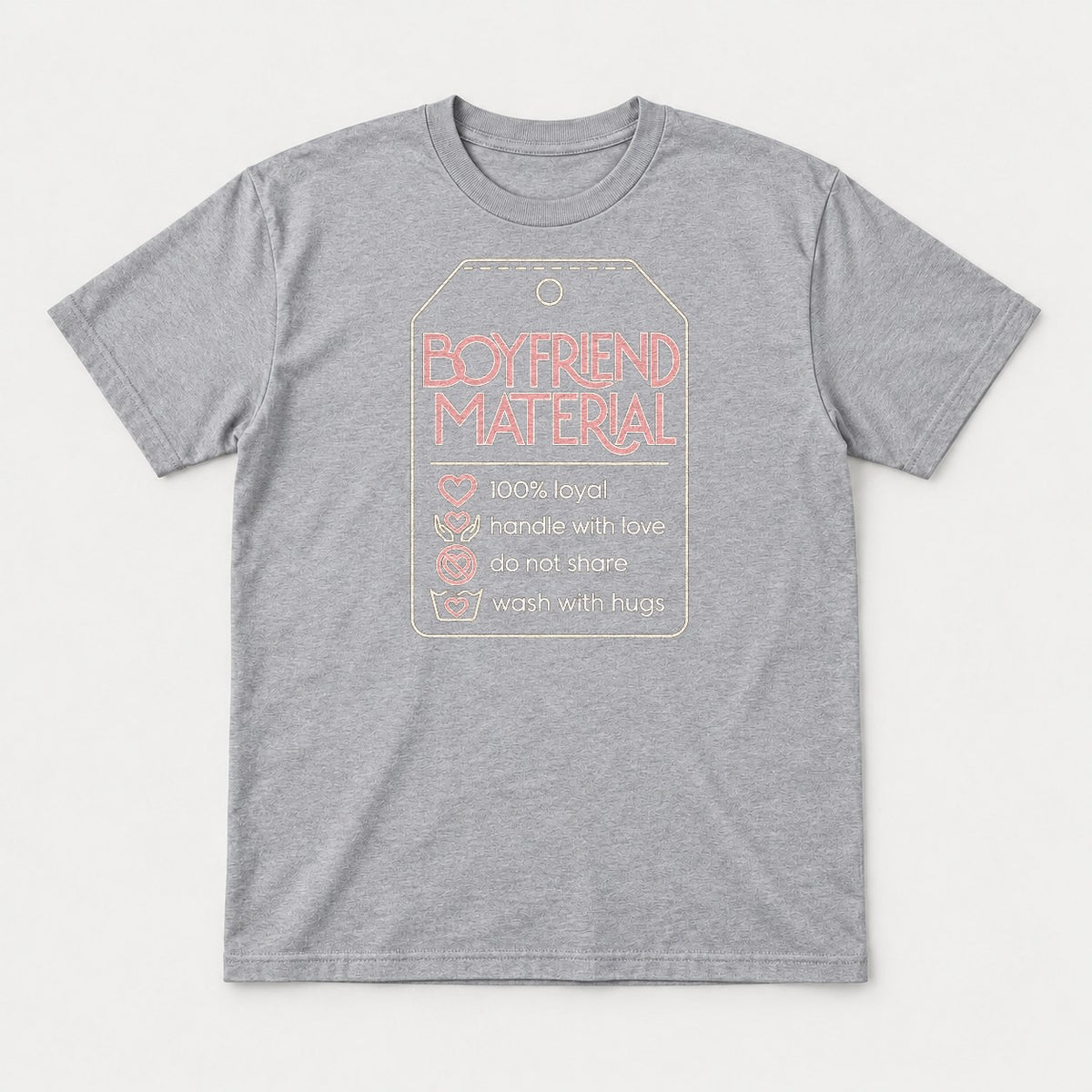 Boyfriend Material Retro Tag Graphic T-Shirt & Sweatshirt - Tshirt Sport Grey Front