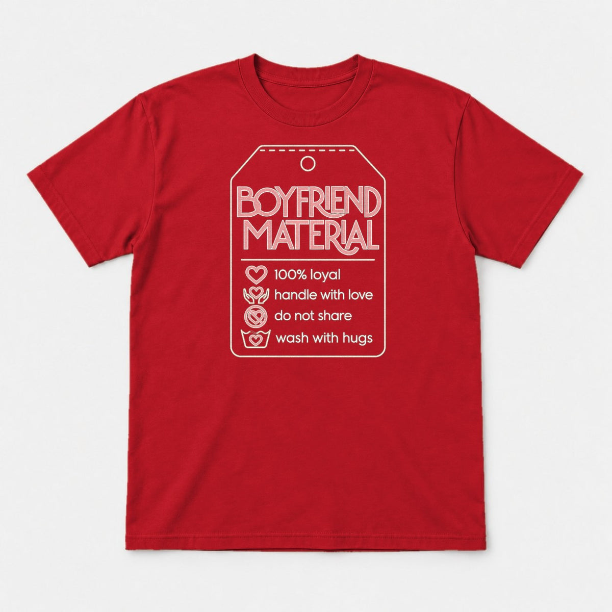 Boyfriend Material Retro Tag Graphic T-Shirt & Sweatshirt - Tshirt Red Front