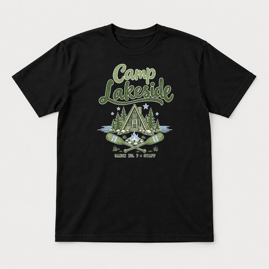 Camp Lakeside Retro Cabin No. 7 Staff Graphic T-Shirt & Sweatshirt