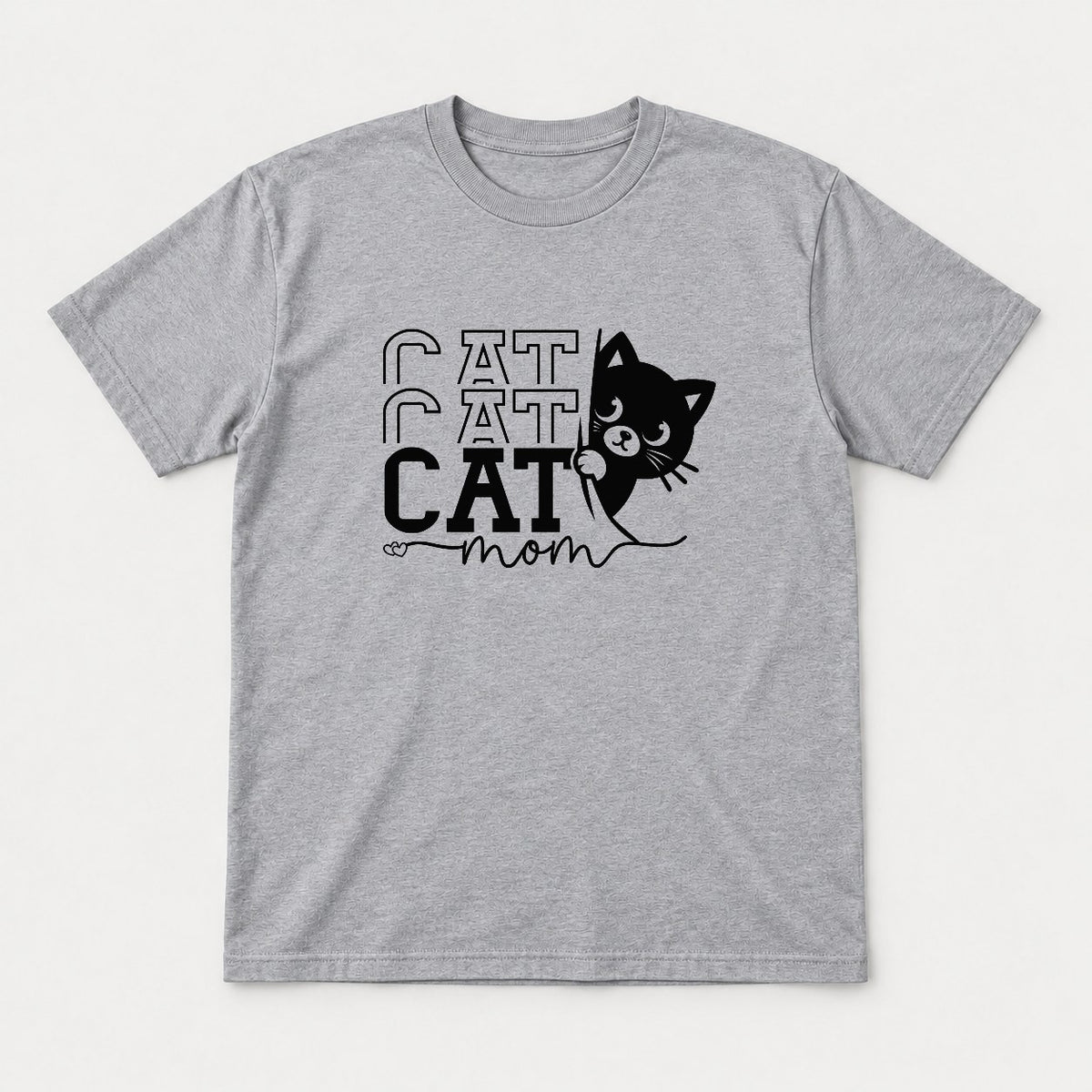 Cat Cat Cat Mom Peeking Black Cat Graphic T-Shirt & Sweatshirt - Tshirt Sport Grey Front