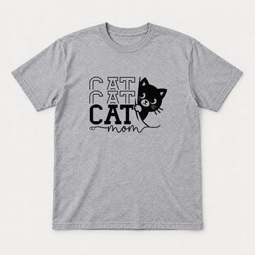 Cat Cat Cat Mom Peeking Black Cat Graphic T-Shirt & Sweatshirt - Tshirt Sport Grey Front