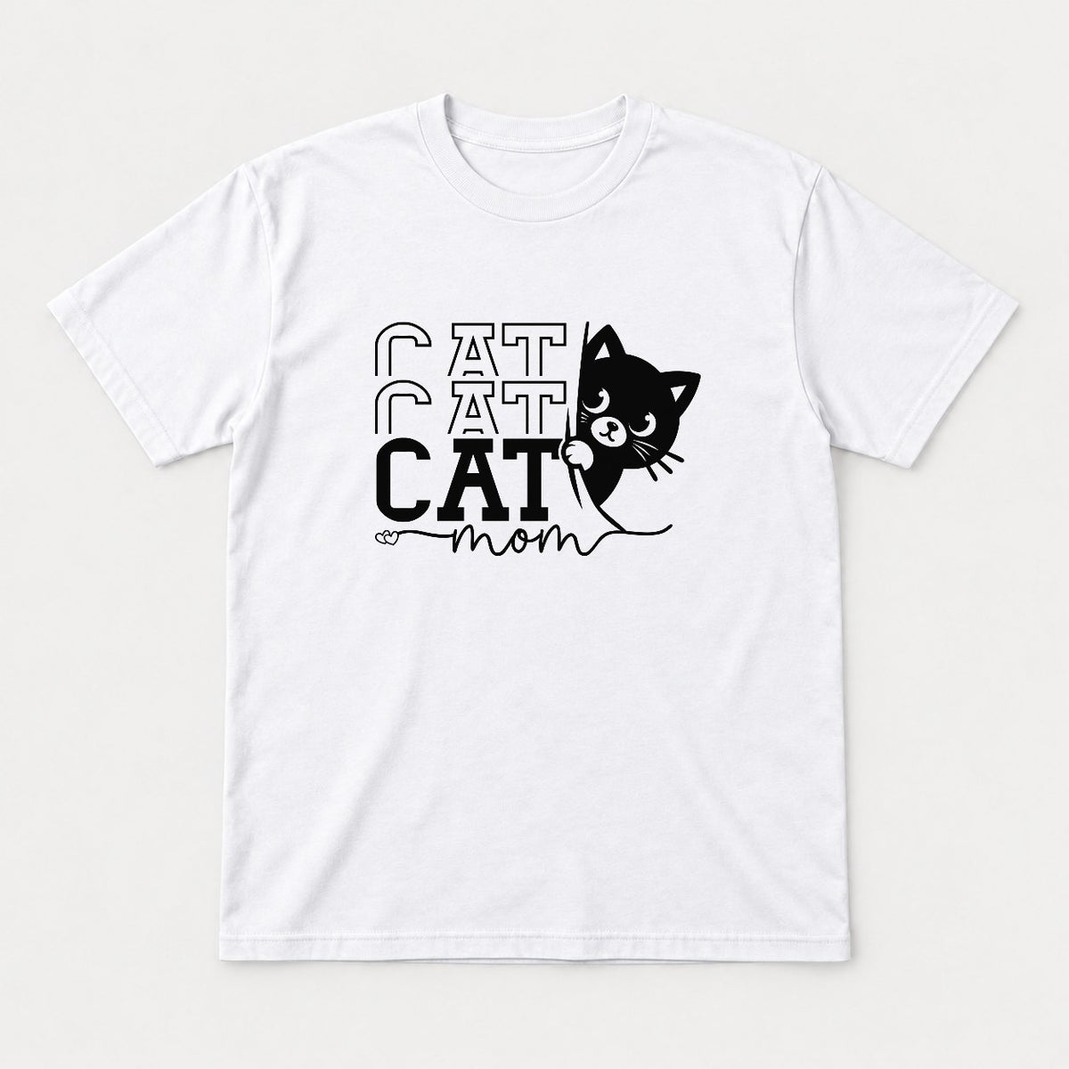 Cat Cat Cat Mom Peeking Black Cat Graphic T-Shirt & Sweatshirt - Tshirt White Front