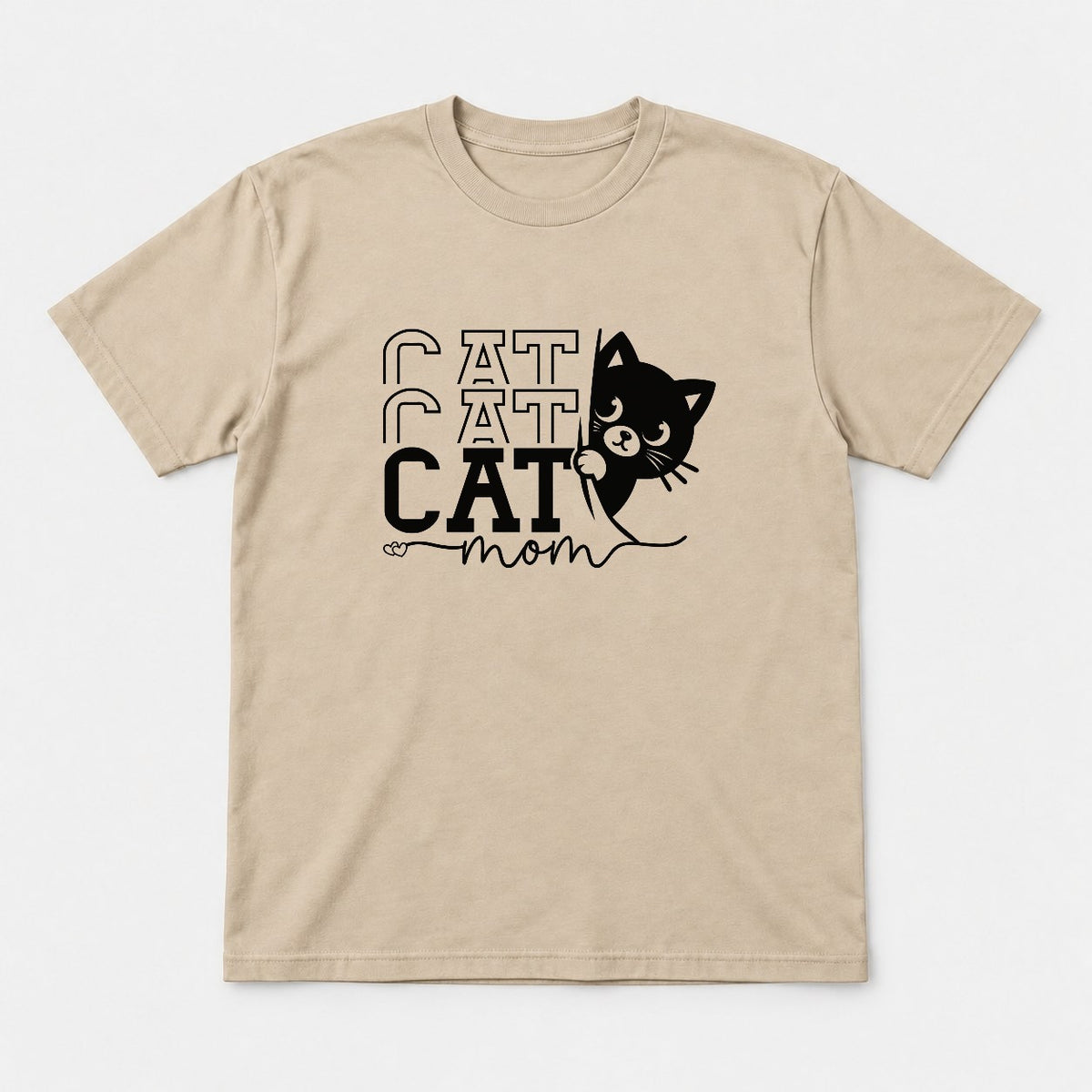 Cat Cat Cat Mom Peeking Black Cat Graphic T-Shirt & Sweatshirt - Tshirt Sand Front