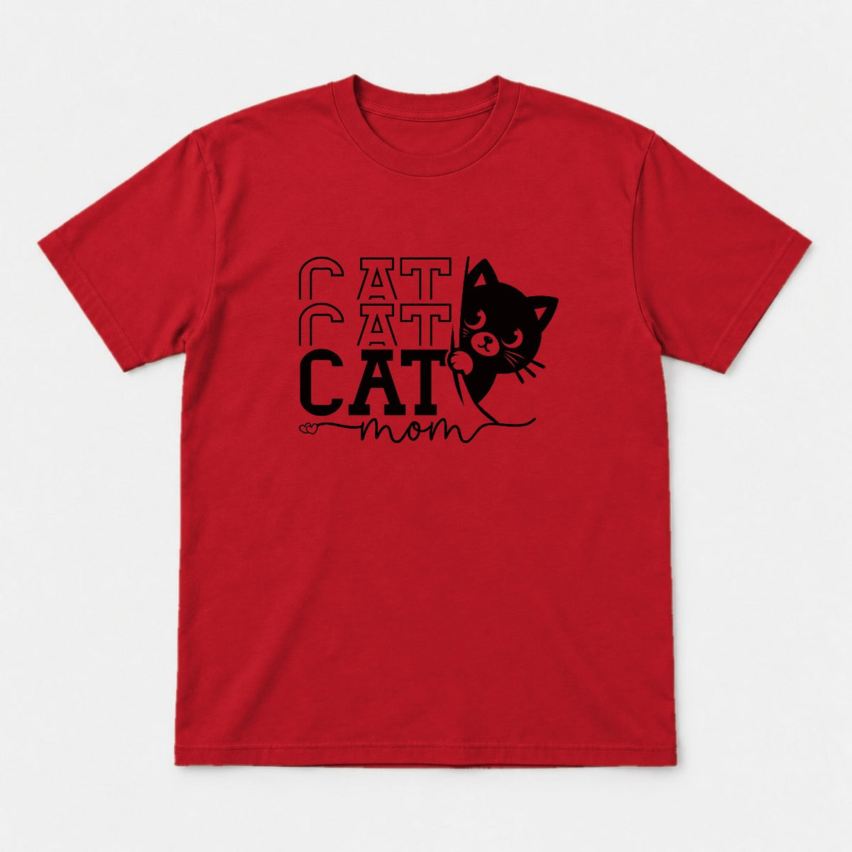 Cat Cat Cat Mom Peeking Black Cat Graphic T-Shirt & Sweatshirt - Tshirt Red Front