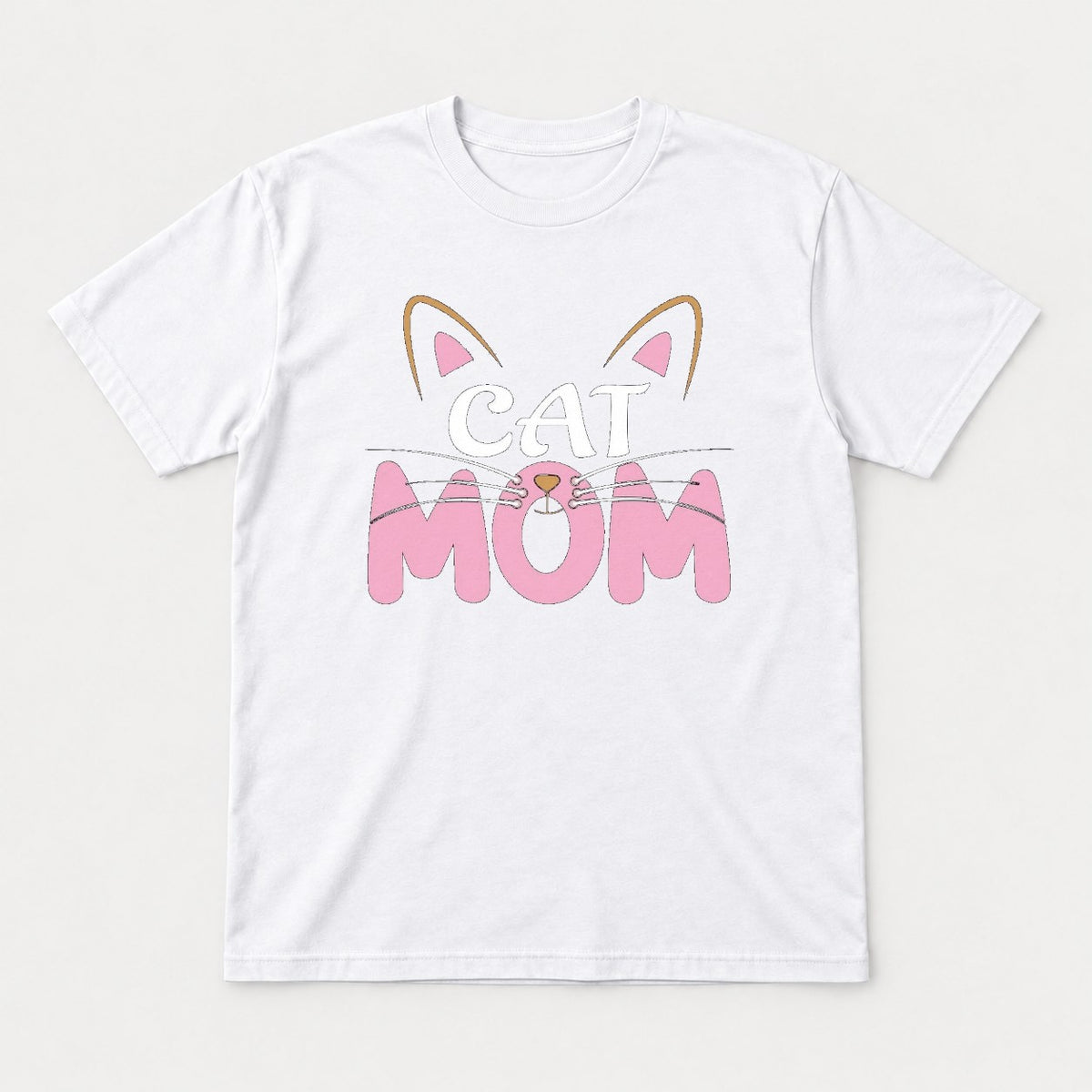 Cat Mom Pink Whiskers Cute Cat Face Graphic T-Shirt & Sweatshirt - Tshirt White Front