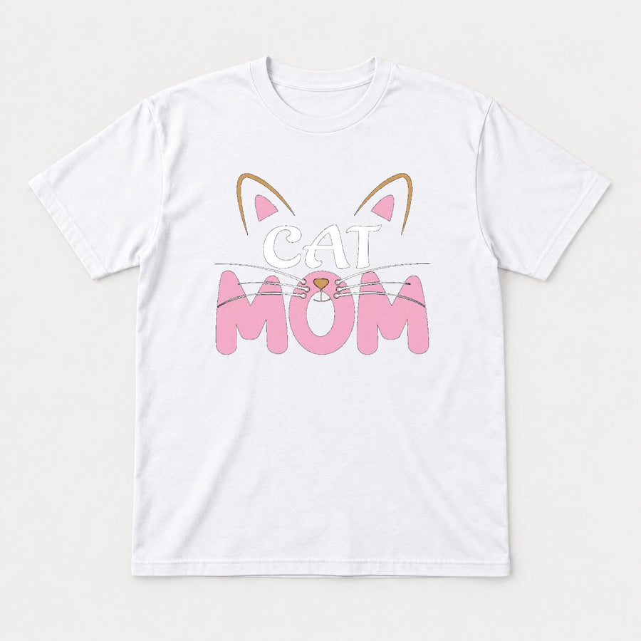 Cat Mom Pink Whiskers Cute Cat Face Graphic T-Shirt & Sweatshirt