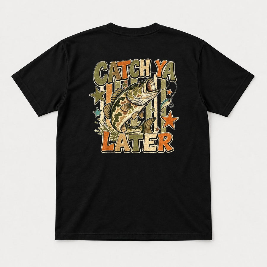 Catch Ya Later Retro Bass Fishing Graphic T-Shirt & Sweatshirt