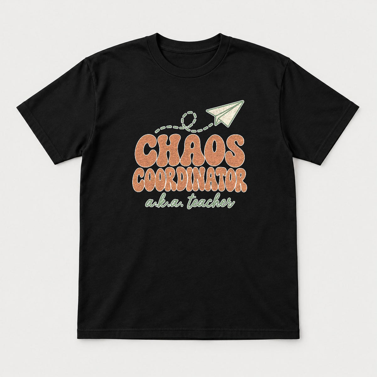 Chaos Coordinator A.K.A. Teacher Retro Paper Plane Graphic T-Shirt & Sweatshirt - Tshirt Black Front