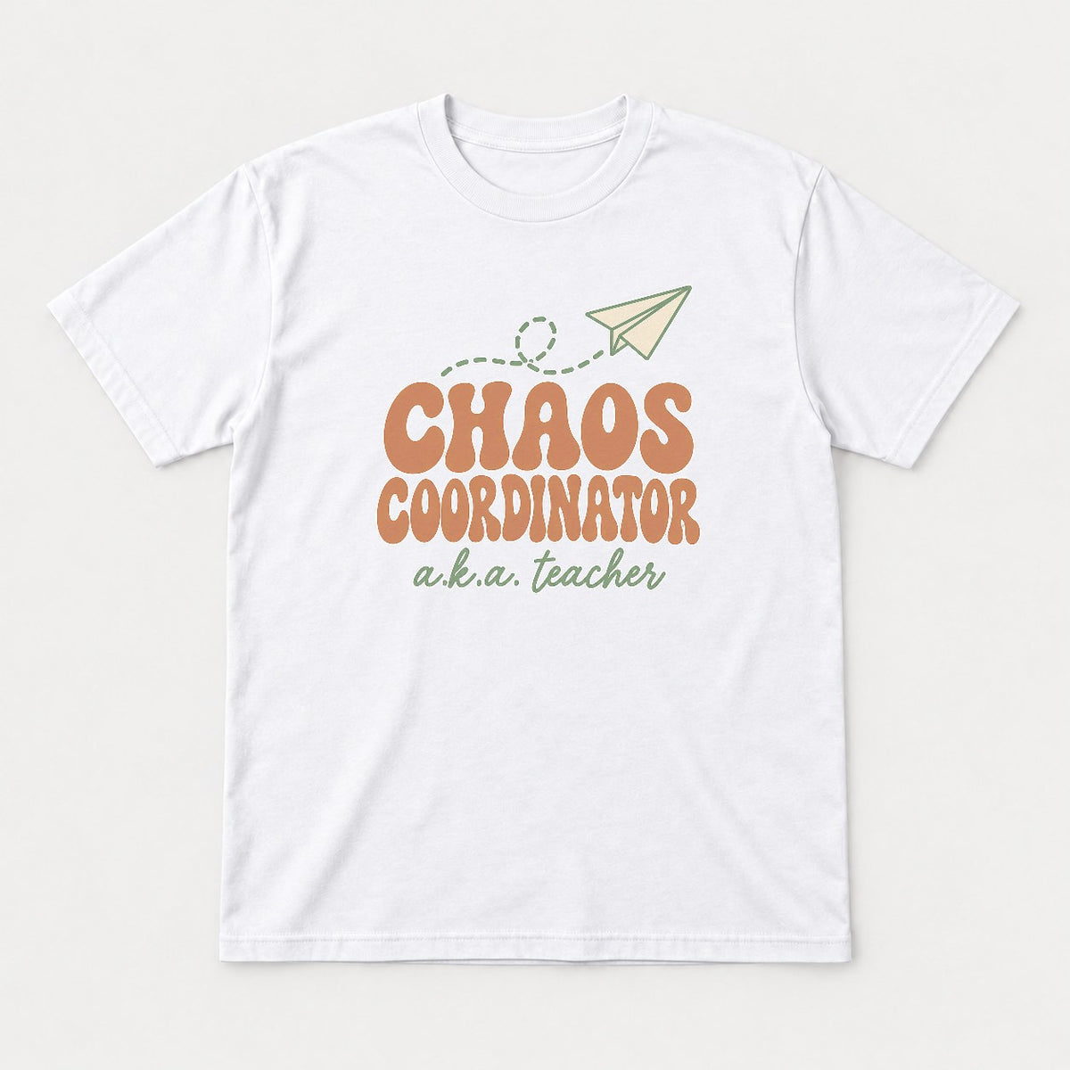 Chaos Coordinator A.K.A. Teacher Retro Paper Plane Graphic T-Shirt & Sweatshirt - Tshirt White Front