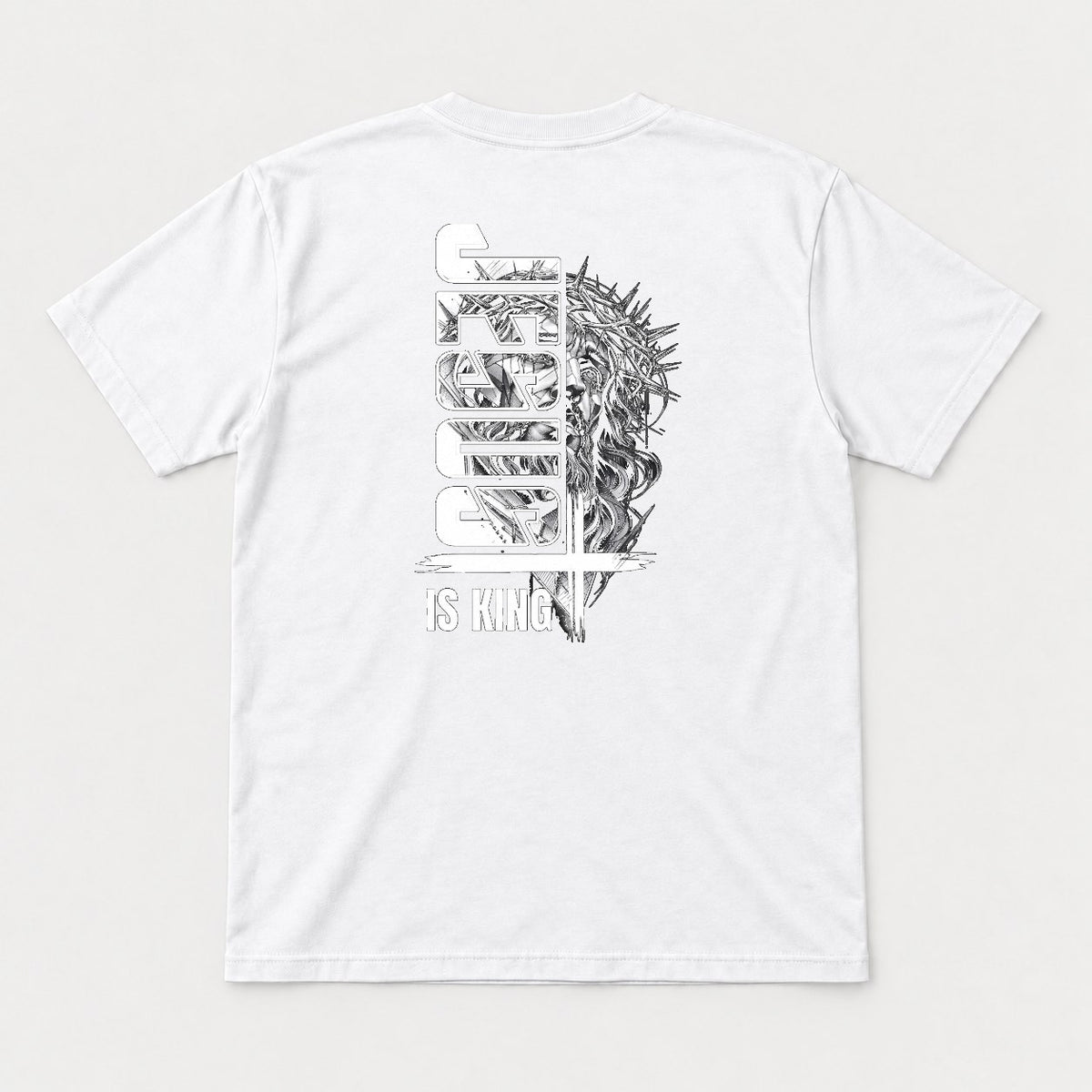 Christ Is King Crown of Thorns Faith Graphic T-Shirt & Sweatshirt - Tshirt White Back