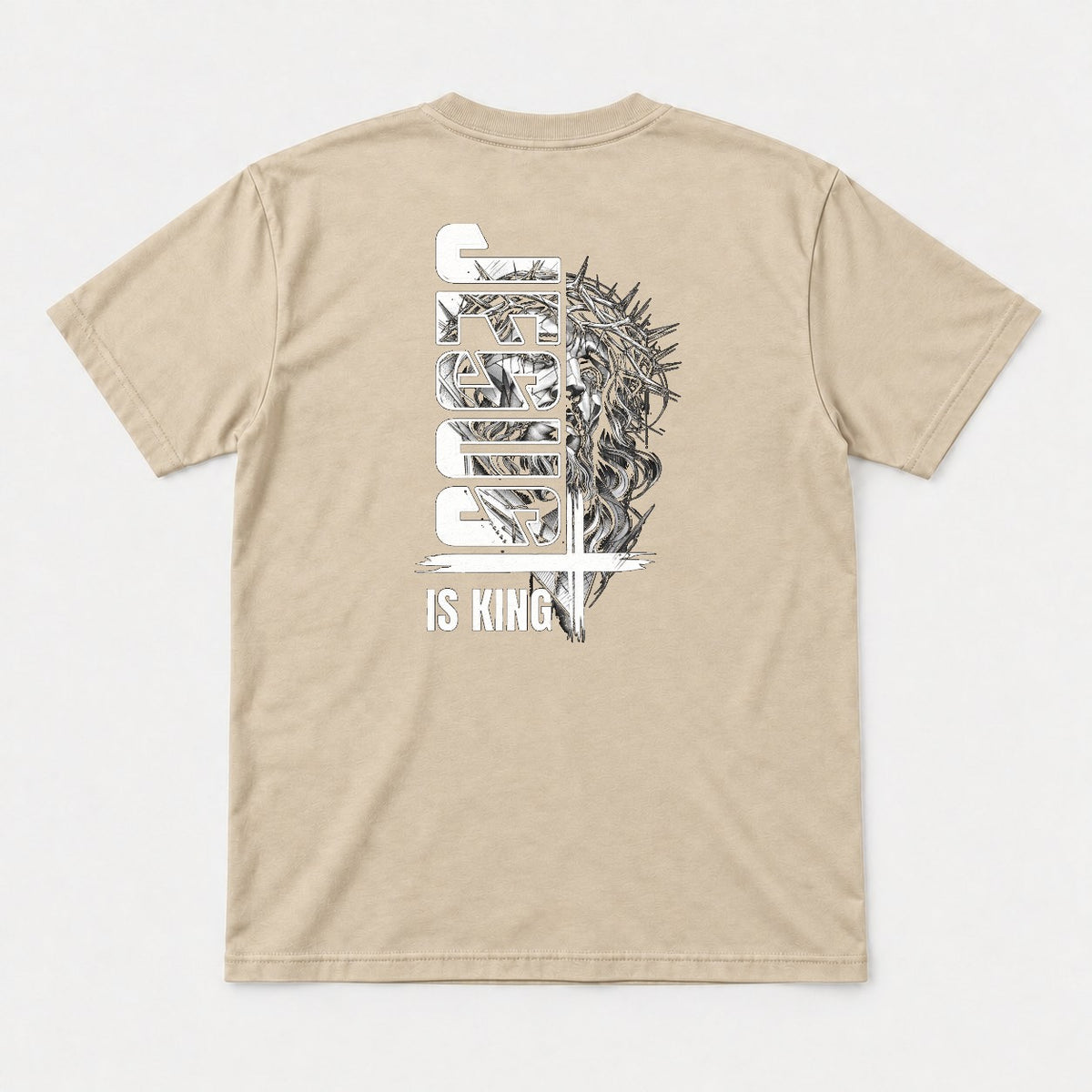 Christ Is King Crown of Thorns Faith Graphic T-Shirt & Sweatshirt - Tshirt Sand Back