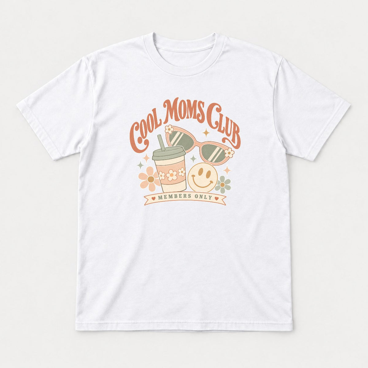 Cool Moms Club Retro Groovy Members Only Graphic T-Shirt & Sweatshirt - Tshirt White Front