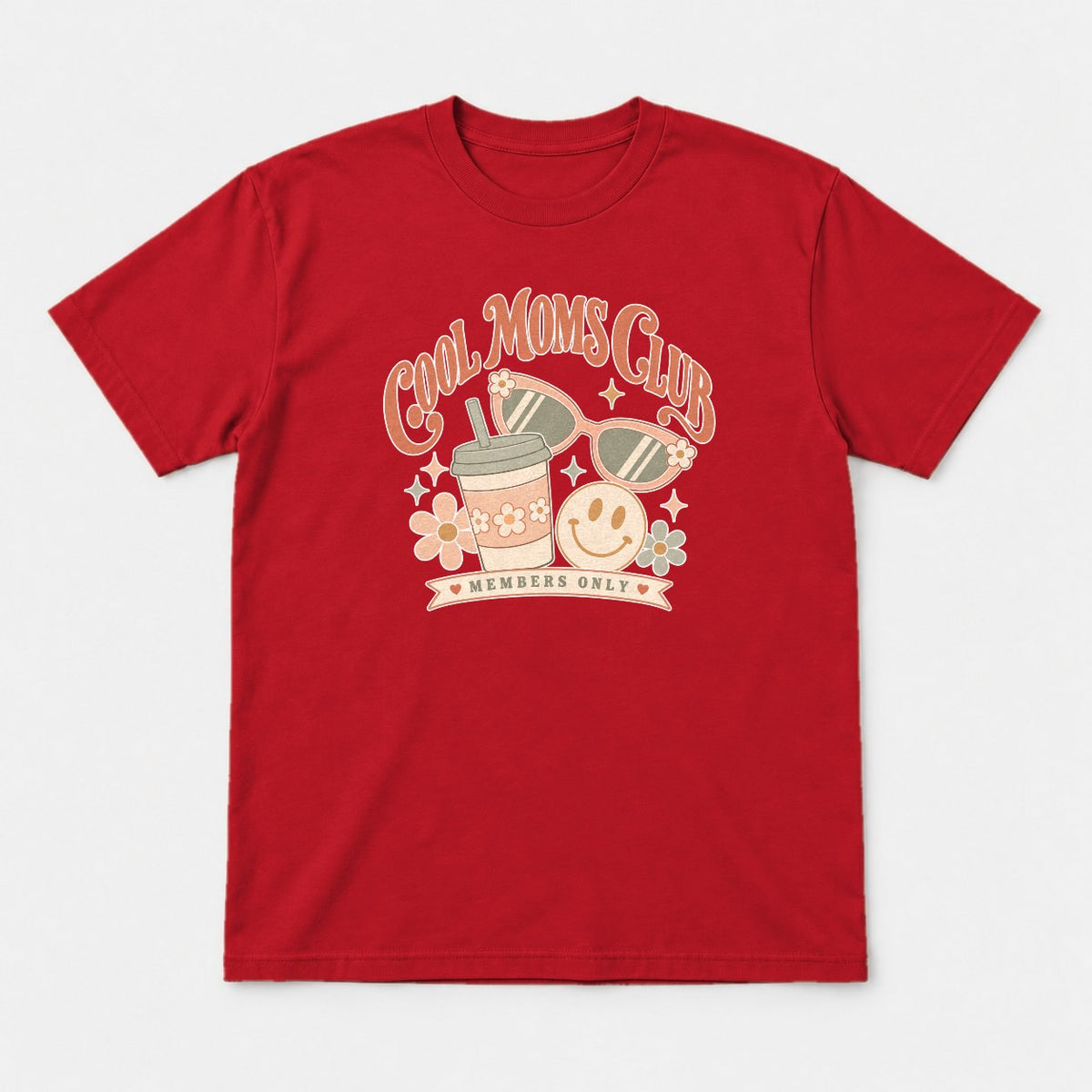 Cool Moms Club Retro Groovy Members Only Graphic T-Shirt & Sweatshirt - Tshirt Red Front