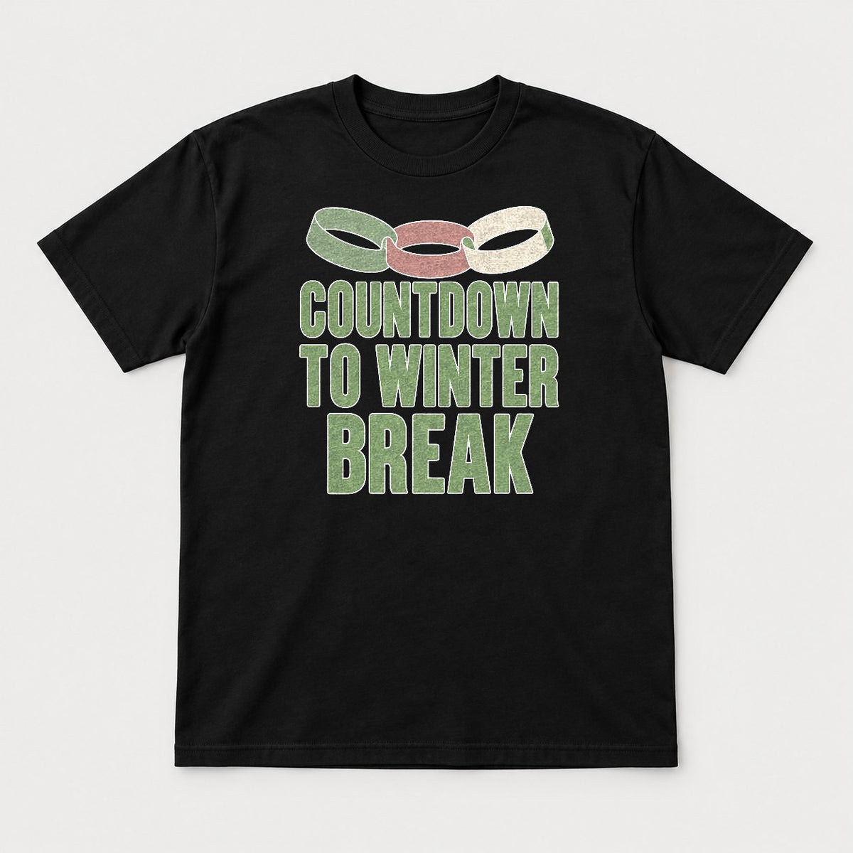 Countdown to Winter Break Paper Chain Graphic T-Shirt & Sweatshirt - Tshirt Black Front