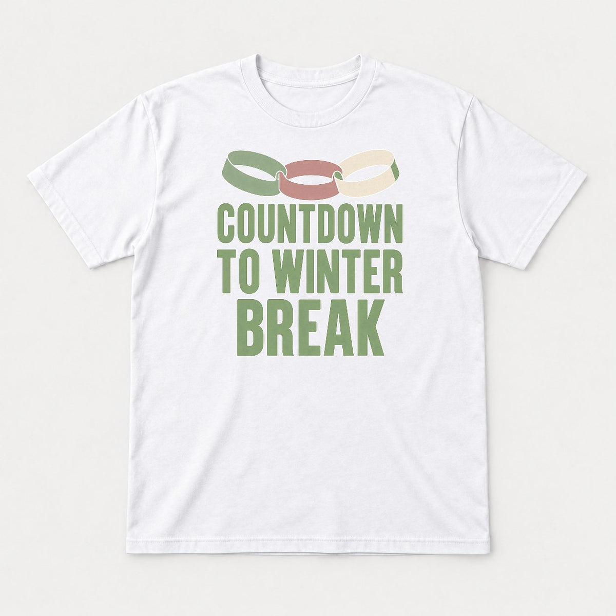 Countdown to Winter Break Paper Chain Graphic T-Shirt & Sweatshirt - Tshirt White Front