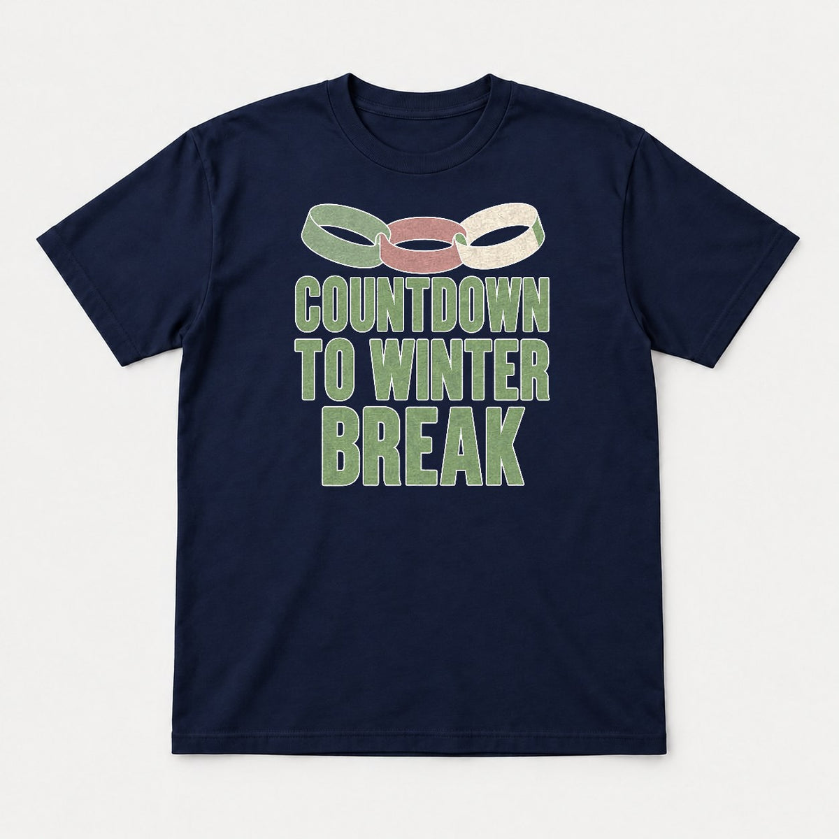 Countdown to Winter Break Paper Chain Graphic T-Shirt & Sweatshirt - Tshirt Navy Front
