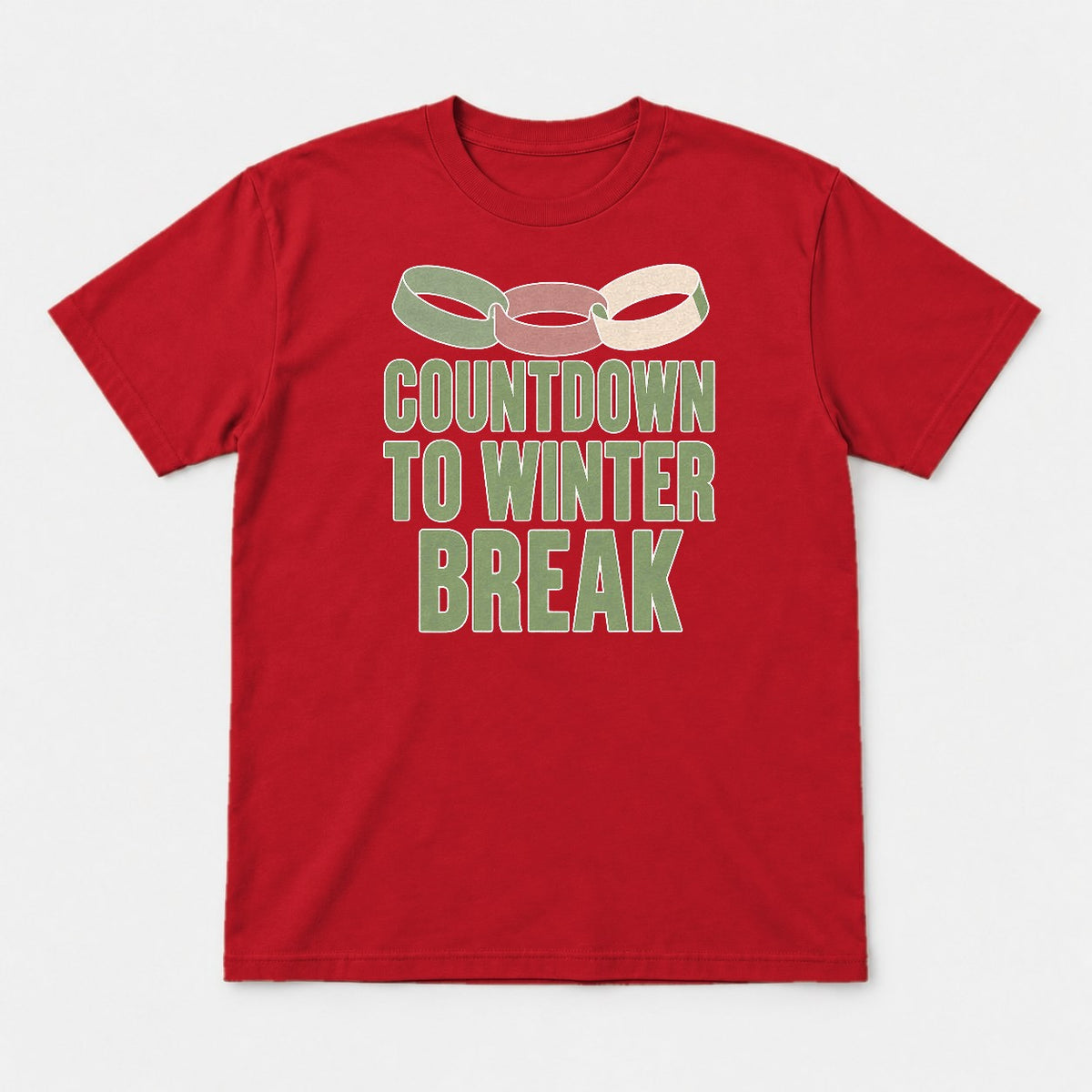 Countdown to Winter Break Paper Chain Graphic T-Shirt & Sweatshirt - Tshirt Red Front