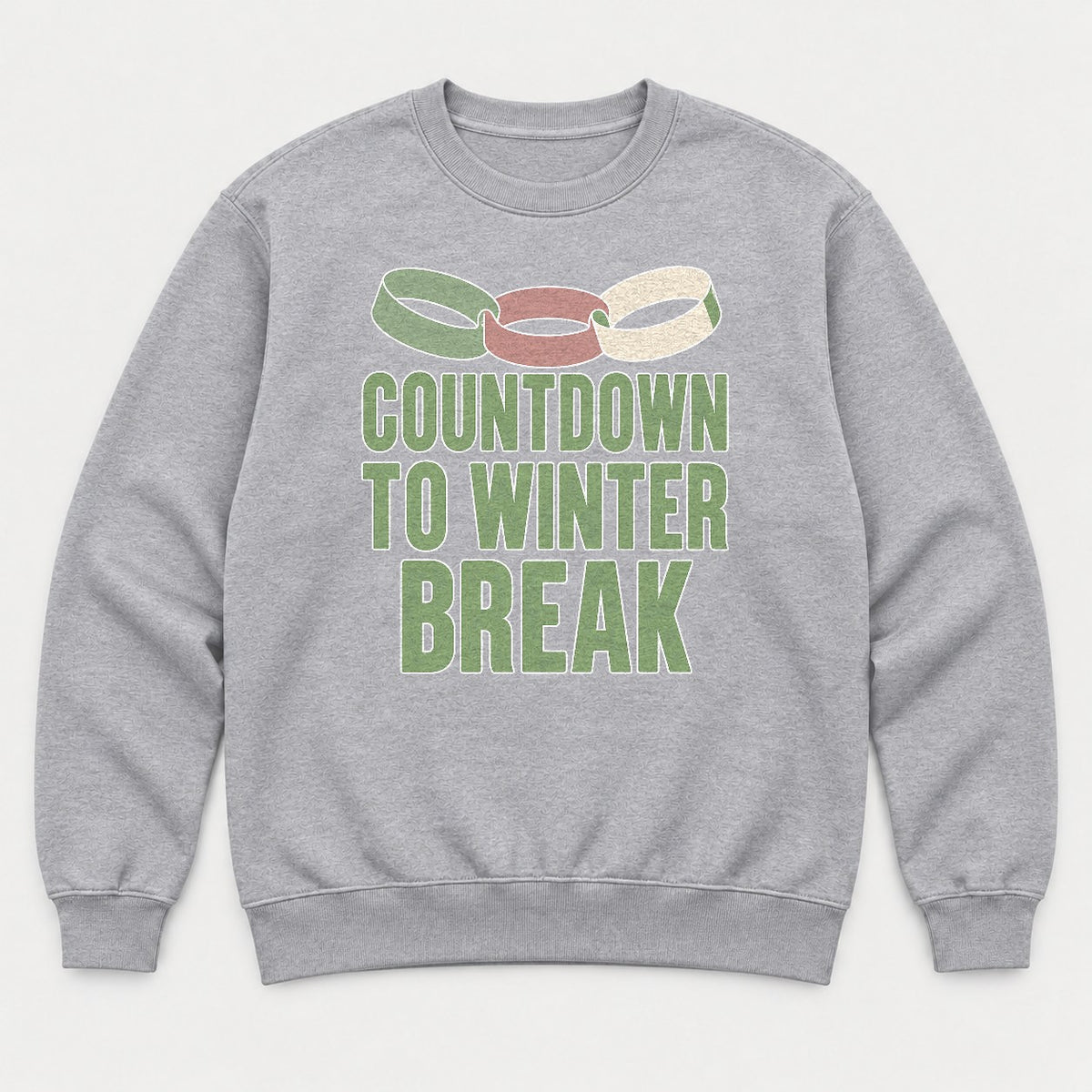 Countdown to Winter Break Paper Chain Graphic T-Shirt & Sweatshirt - Sweatshirt Sport Grey Front