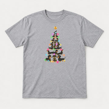 Dachshund Christmas Tree Colorful Lights Graphic T-Shirt & Sweatshirt - Tshirt Sport Grey Front