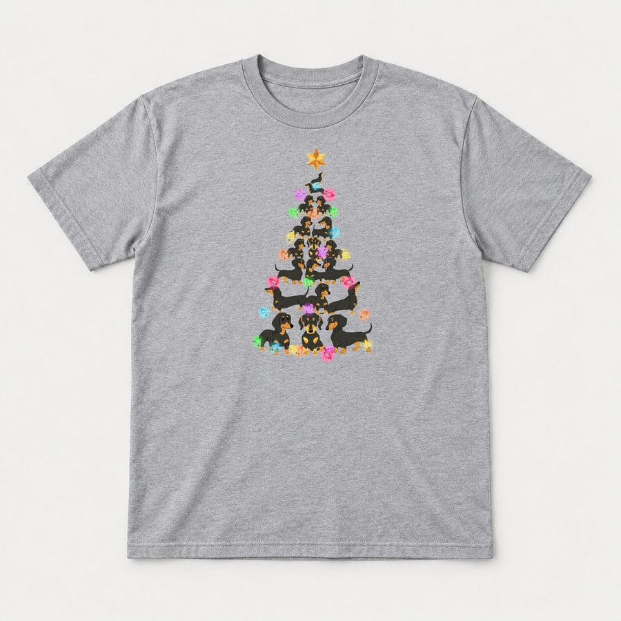 Dachshund Christmas Tree Colorful Lights Graphic T-Shirt & Sweatshirt