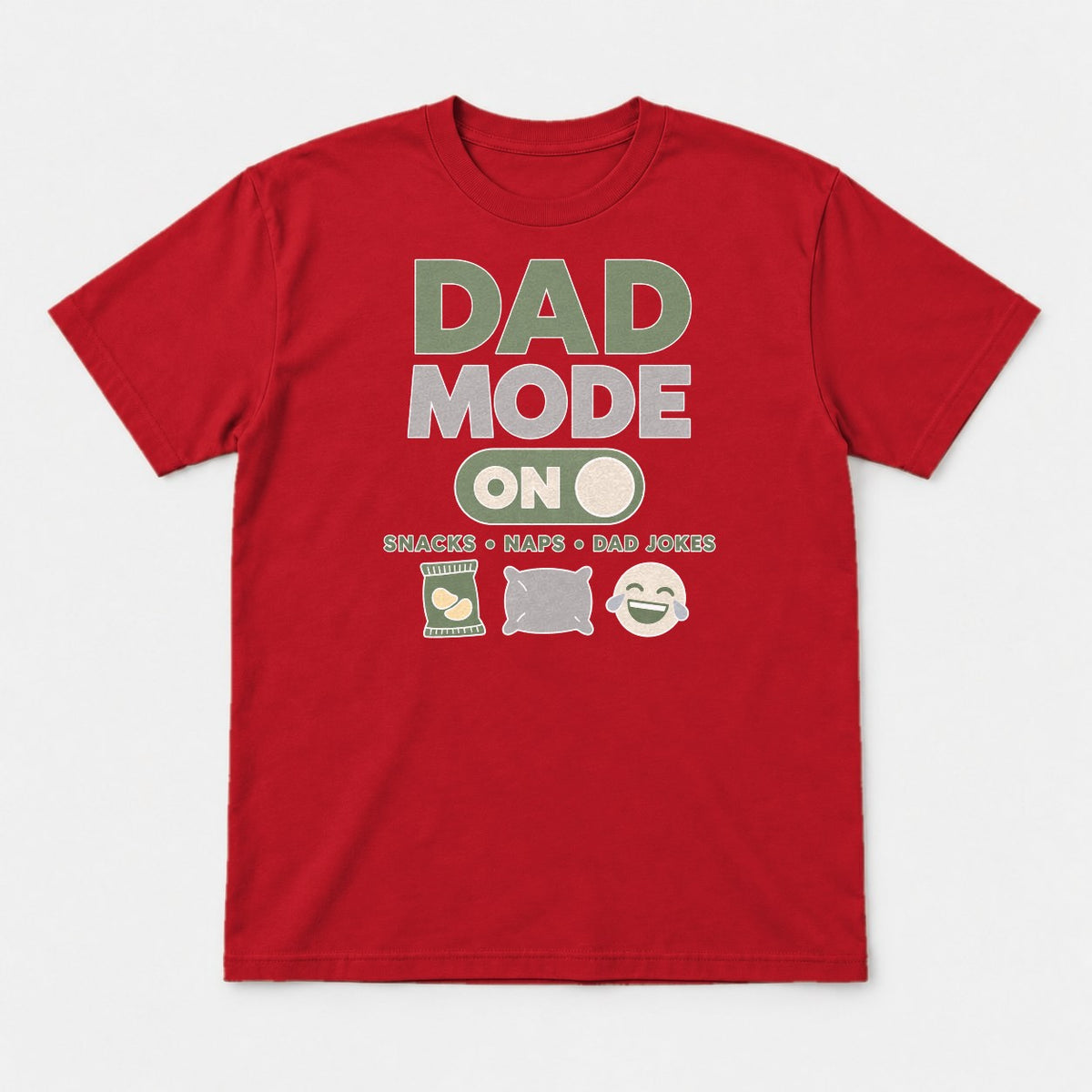 Dad Mode On Snacks Naps Dad Jokes Funny Dad Graphic T-Shirt & Sweatshirt - Tshirt Red Front
