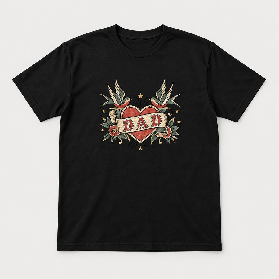Dad Retro Tattoo Heart Swallows Graphic T-Shirt & Sweatshirt